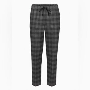 Aritzia Babaton Charcoal Plaid Mid Rise Twill Pants